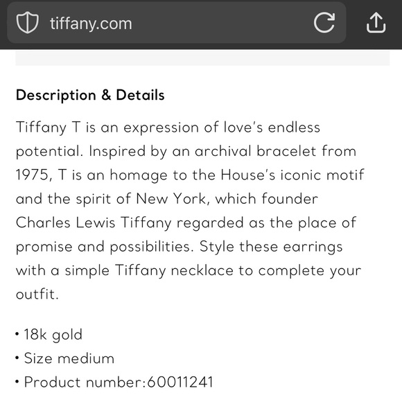 Tiffany & Co T-Hoop Yellow Gold Earrings - Picture 2 of 7